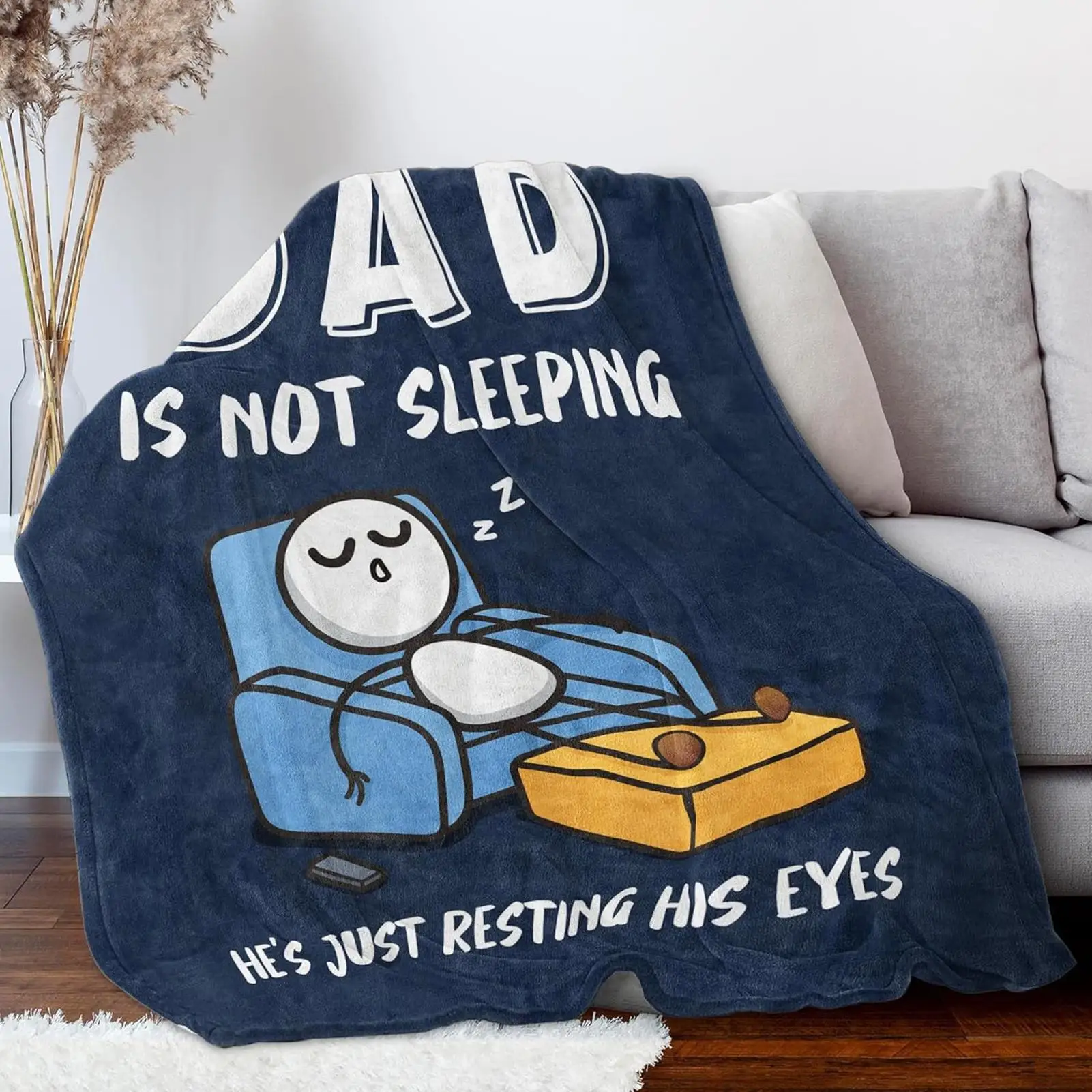 Funny Blankets for Adults Dad is Not Sleeping Bed Throws Humor Couch Blanket Soft Cosy Throw for Men Husbands Birthday Holiday
