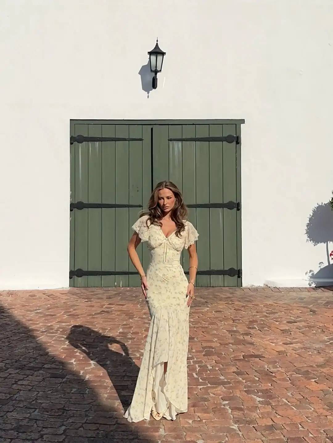 floral mermaid maxi dress Peach Floral Print Mermaid Maxi Dress