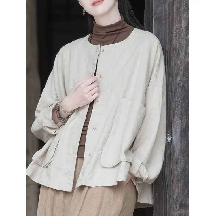 الرجعية Waed القطن الكتان irt المرأة ربيع الخريف فضفاضة تناسب تنوعا ملابس خارجية وصول جديد Faionable تخفيف Sle #4