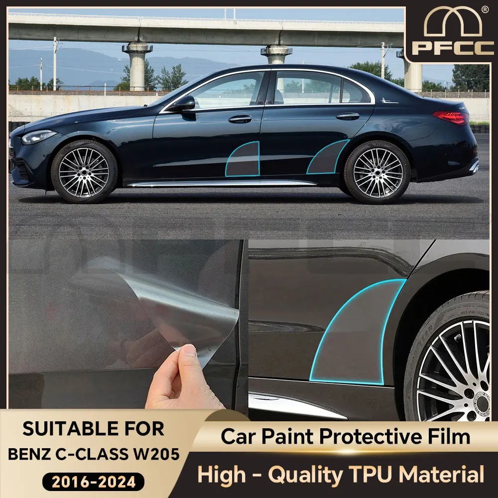 

For Mercedes Benz C Class W205 W206 2016-2024 Door Corner Precut Car Door Triangle Protective Film PPF TPU Refit Sticker 8.5mil