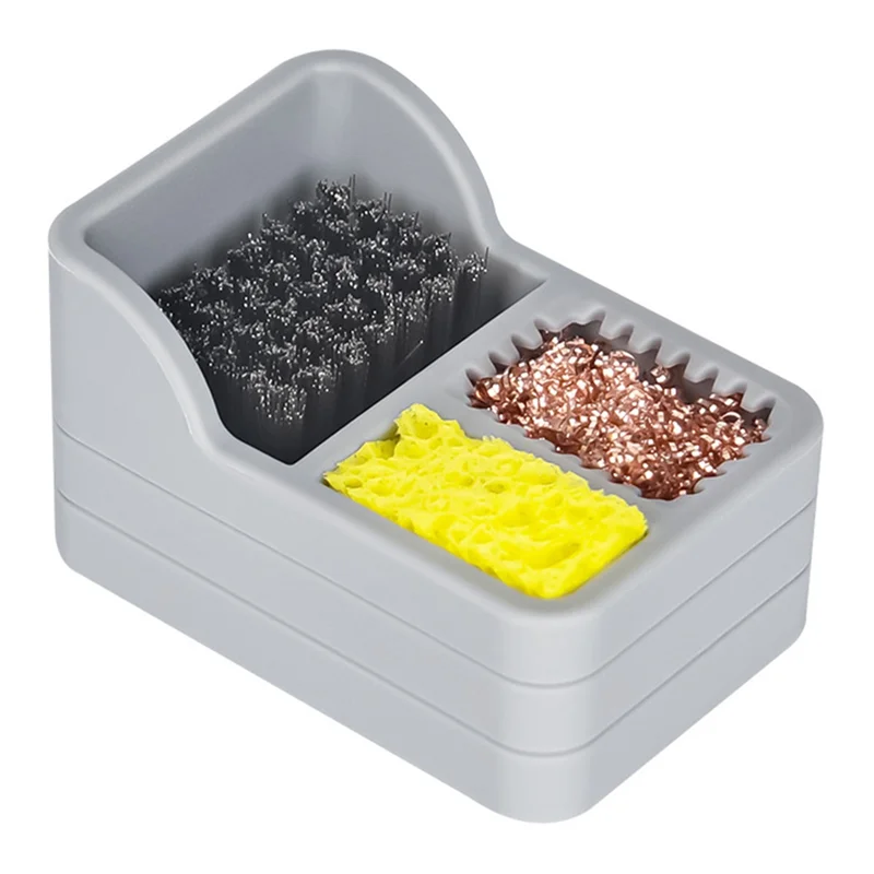 A74E-Steel Wire Brush Copper Wire Ball Soldering Iron Tip Cleaner Desoldering Mesh BOX Tip Cleaning Sponge