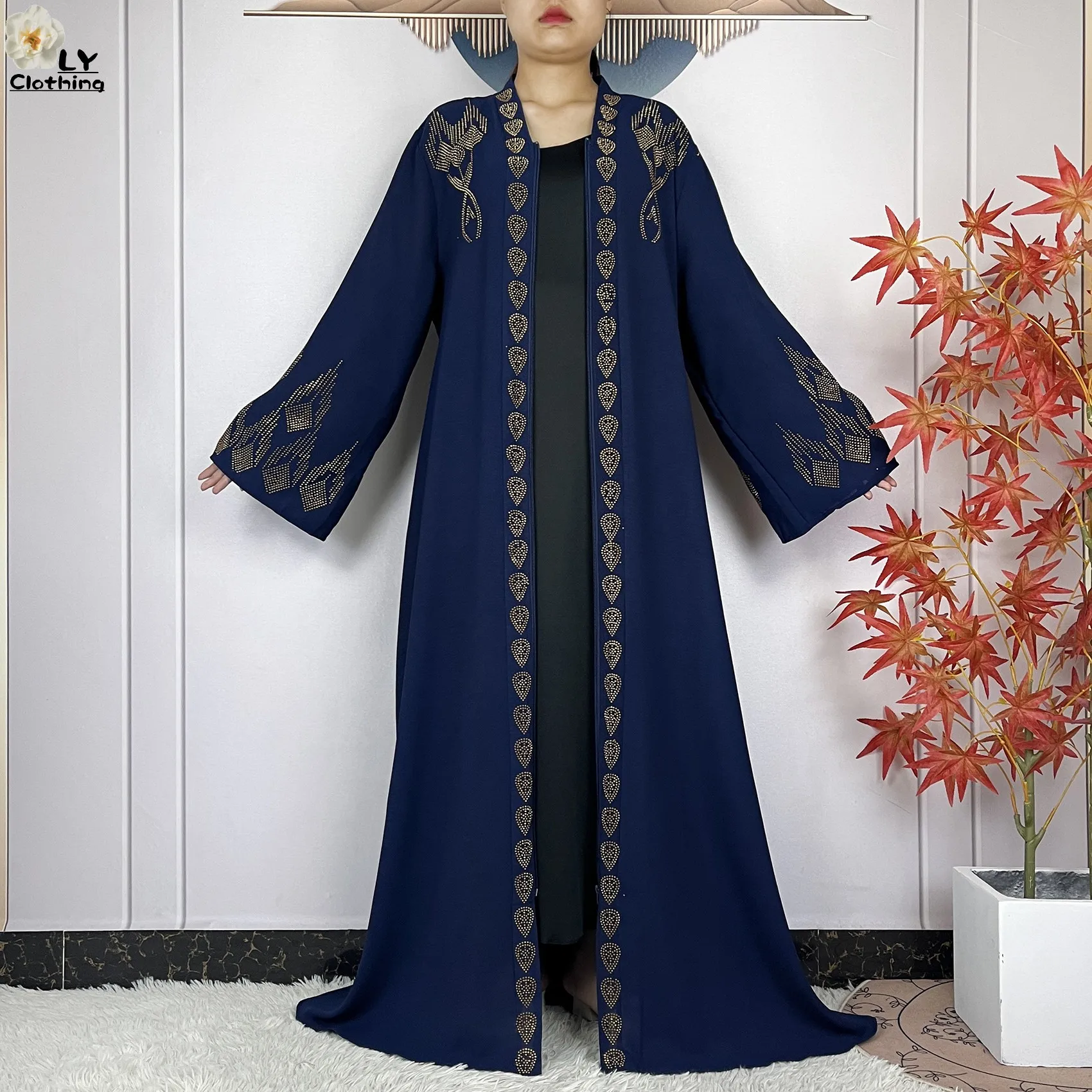 Nueva moda Dubai vestido de mujer Abaya musulmana africana mujeres gasa vestido elegante abierto de manga larga bata de mujer ropa islámica