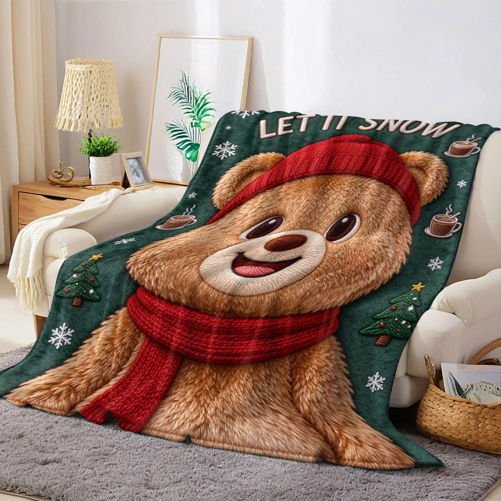 Stitch Yellow Cocoa Flannel Blanket Warm Soft Halloween Christmas Decorative Couch Warm Cozy All-Season Gift