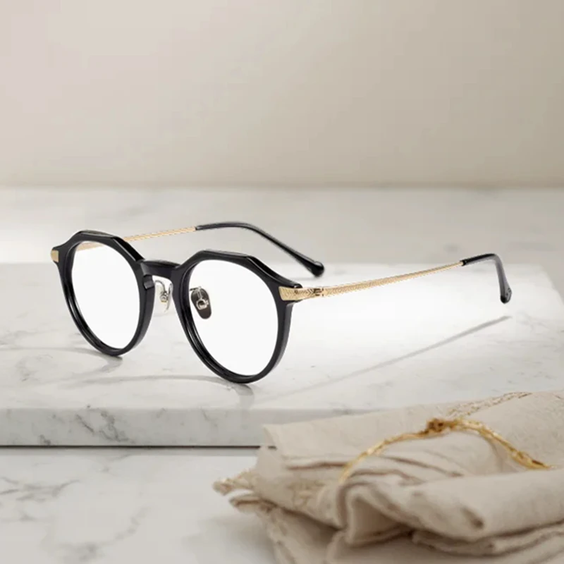 

Vintage Titanium Acetate Round Men's Eyewear Handmade High Quality Retro Eyeglasses Women Japanese Brand Trendy Glasses Frame
