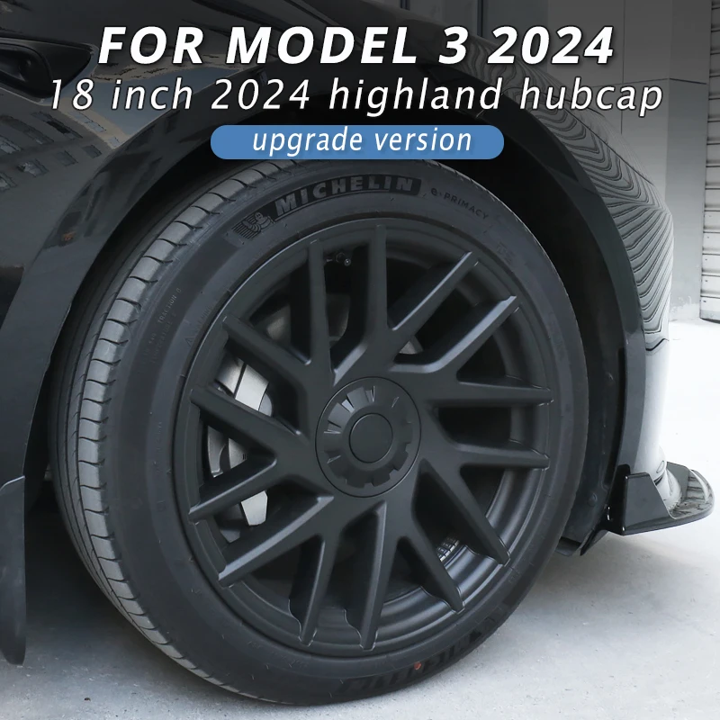 

4 шт. крышка ступицы для новой Tesla Model 3 2024 Highland Performance, сменная крышка колеса, автомобильная полная крышка обода, 18-дюймовые аксессуары