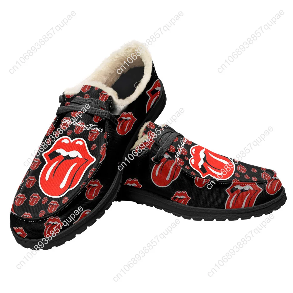 The Roll Stone-zapatos informales de felpa para hombre y mujer, calzado plano, banda de Rock, transpirable, informal, ligero, hecho a medida