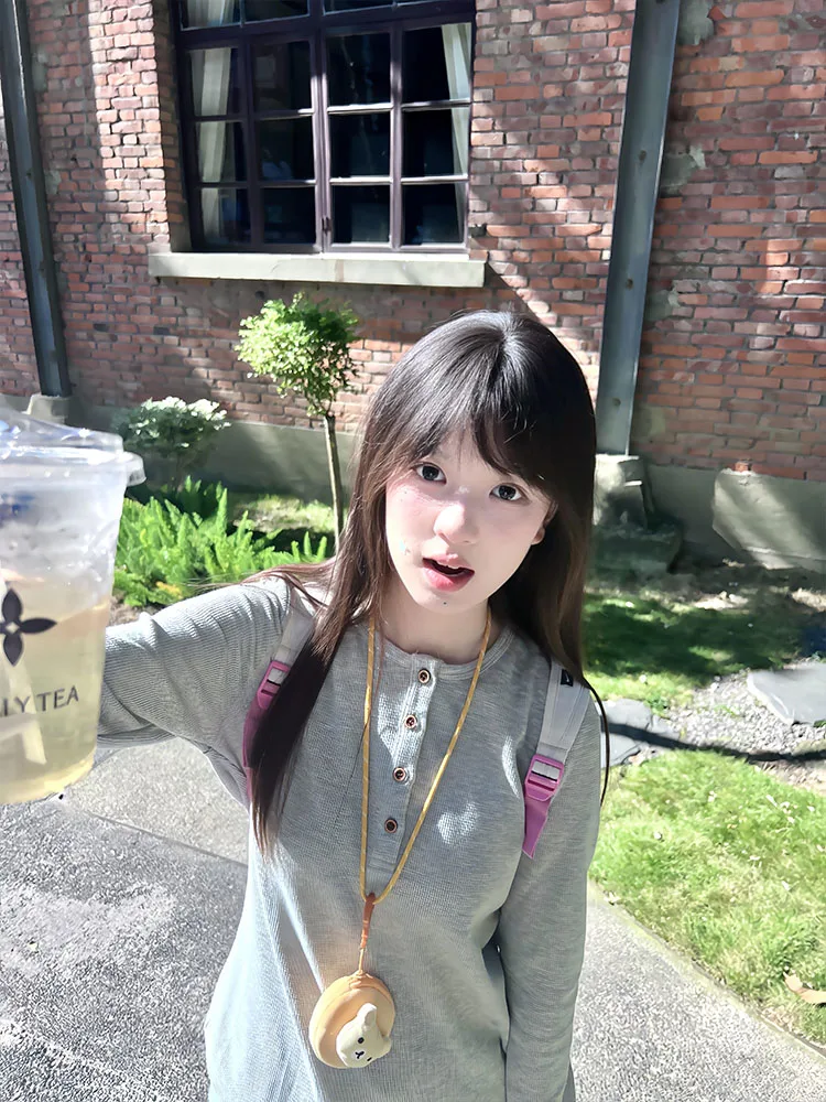 Slim Fit Long Sve Base irt Mujer principios de otoño Coreano Sle Chic Hermosa ropa interior Base irt Top redondo Ne C...