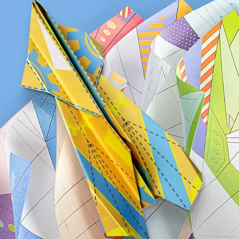 25 قطعة طائرة التعلم الفنية اوريغامي عدة ورقة اليدوية ورقة ملونة مجموعة مونتيسوري ثلاثية الأبعاد الكرتون تنوعا ورقة لعبة الطائرات #4