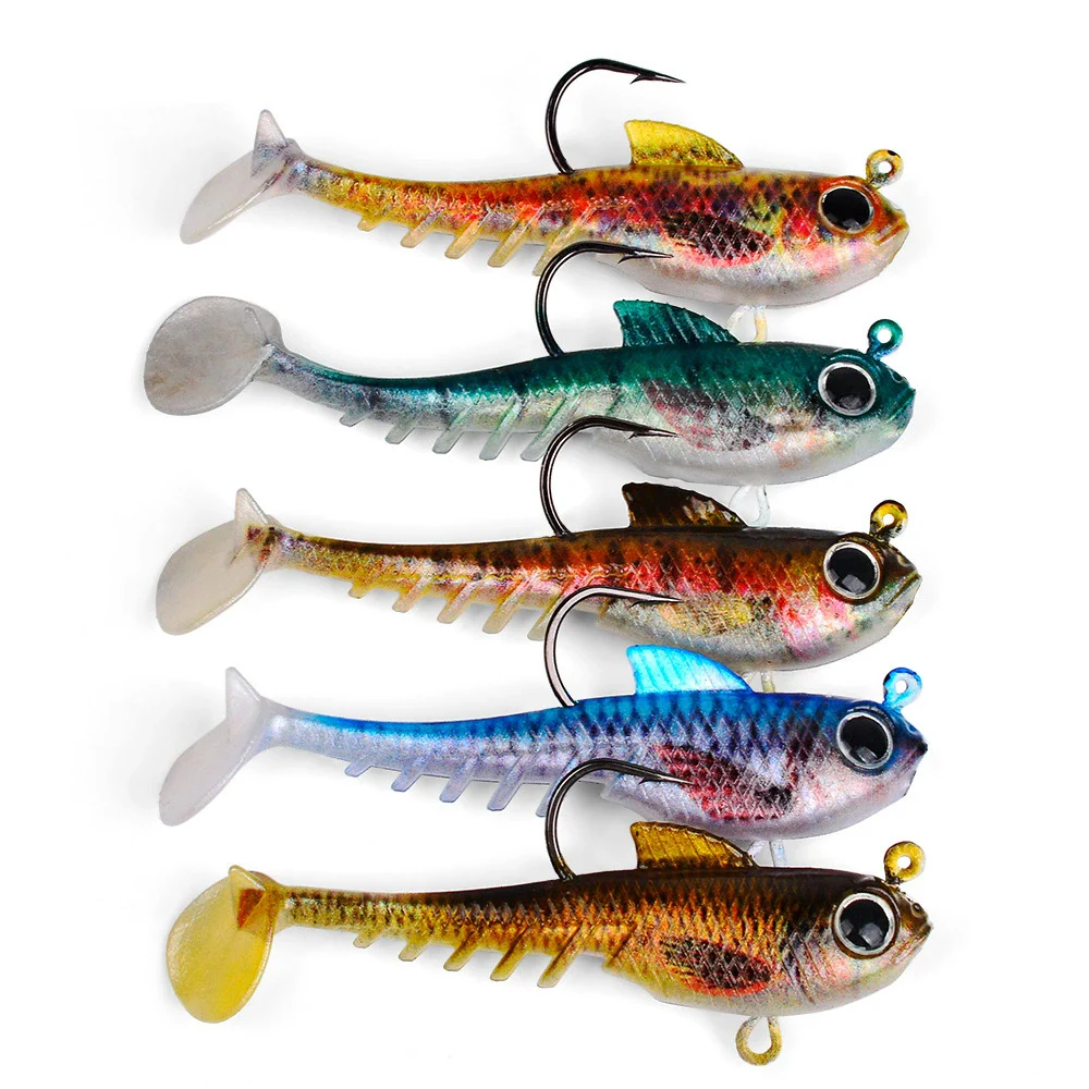 

1pcs Soft Tail Fishing Bait 6.3cm-9.4cm 6.5g-13.5g Silicone Simulation Lifelike Lure Swimbait Lead Jig hook for Bass dw6095