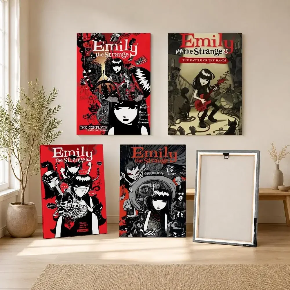 E-Emily the S-Strange Cartoon Painting Calligraphy Framed Canvas Wall Art Print | Modern Poster | Home Hallway Decor