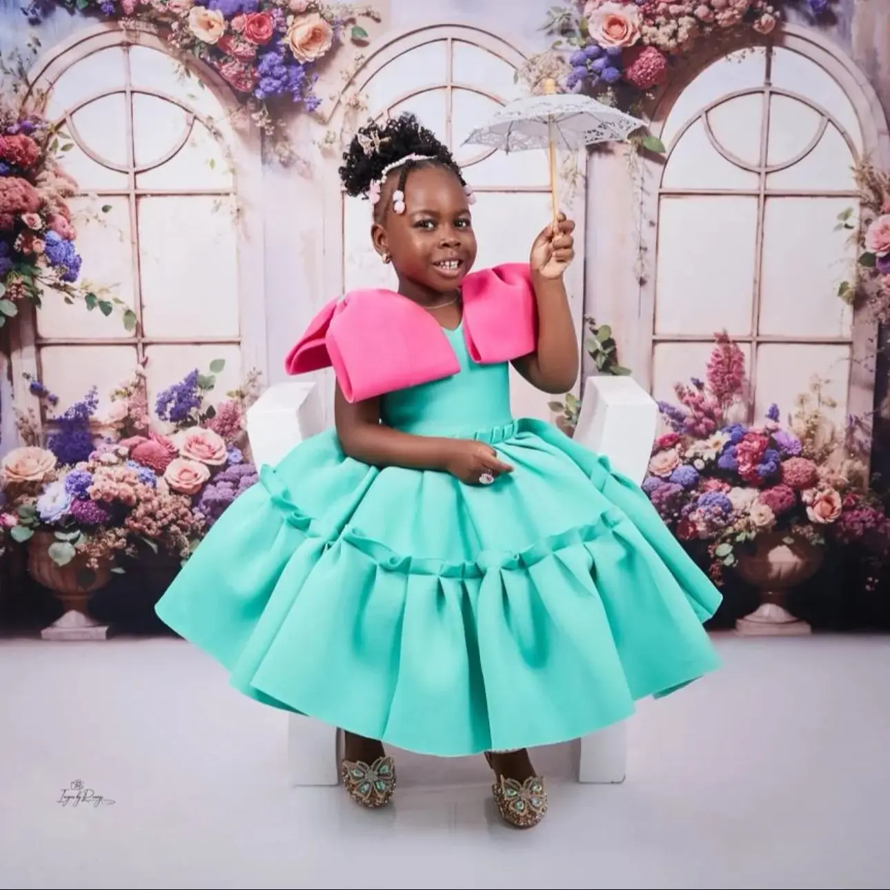 Cswdocy Cute Baby Girl Birthday Dress Customized Big Bow Flower Girls Dresses for Wedding Kids Party Gowns for Photoshoot 2027