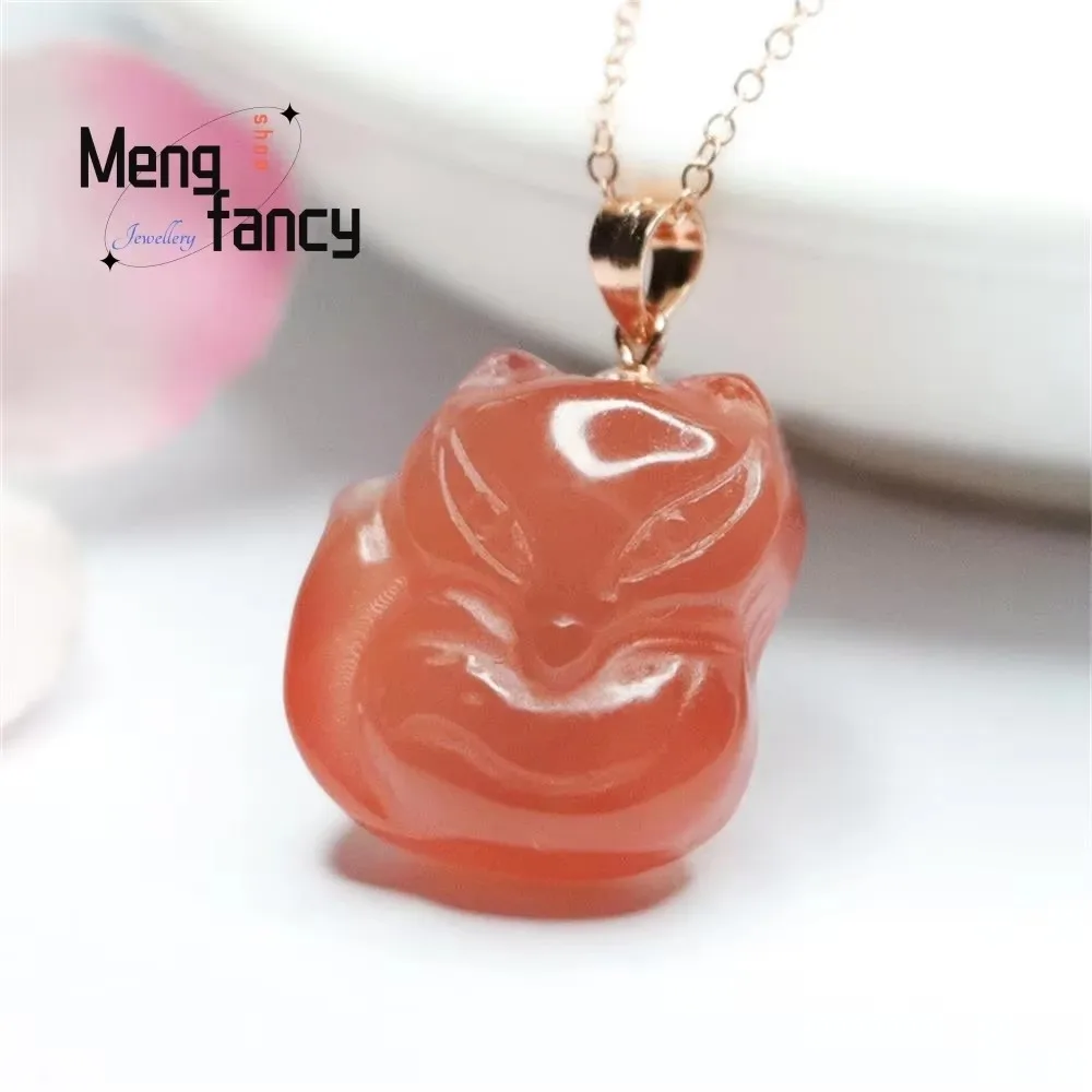 

S925 Silver With Salt Source Agate Fox Pendant Simple Elegant High-grade Exquisite Luxury Quality Jewelry Fashion Holiday Gifts