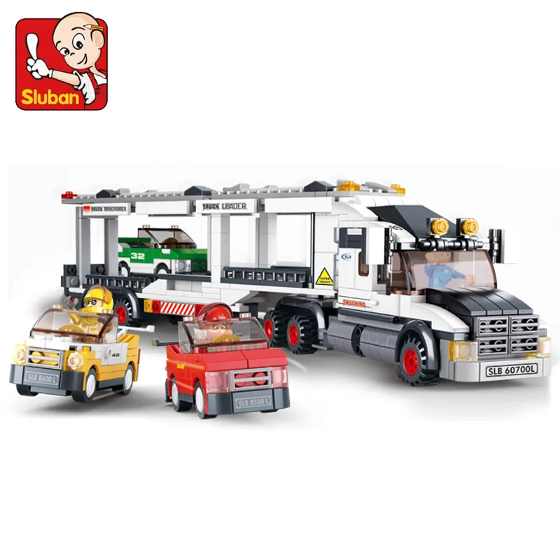 Sluban Building Block Toys City Scene B0339 Track Transporter 638PCS Bricks Racing Compatible With Leading Brands