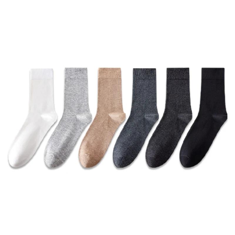 Ata IOW-Ensemble de chaussettes longues 95% coton pour hommes, bande en lyJean-, bas de sport anti-favorable, absorbant la sueur, dépistolet ant décontracté, chaussettes d'affaires, 6 paires