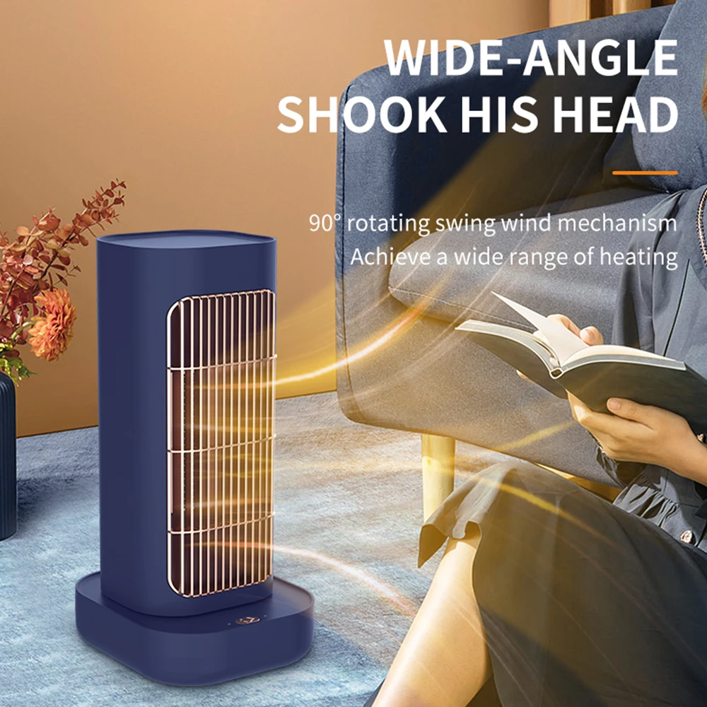 Portable Electric PTC Fan Heater Bedroom Living Room 2 Gears Adjust Temperature Desktop Shake Head Remote Control Home Warmer