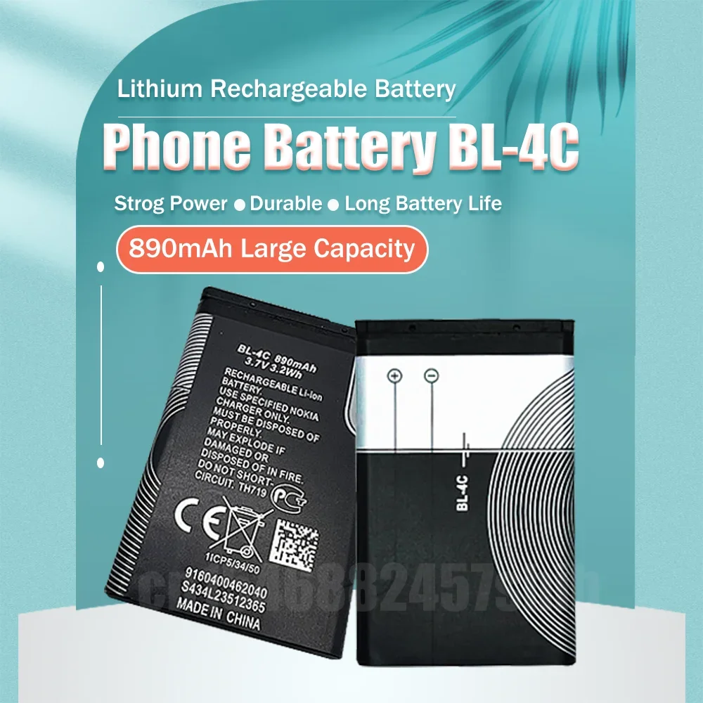 BL-4C BL4C BL 4C 3.7V 890mAh Lithium Rechargeable Phone Battery For Nokia 6100 6125 6136 6170 6300 6301 7705 7200 7270 8208 Cell