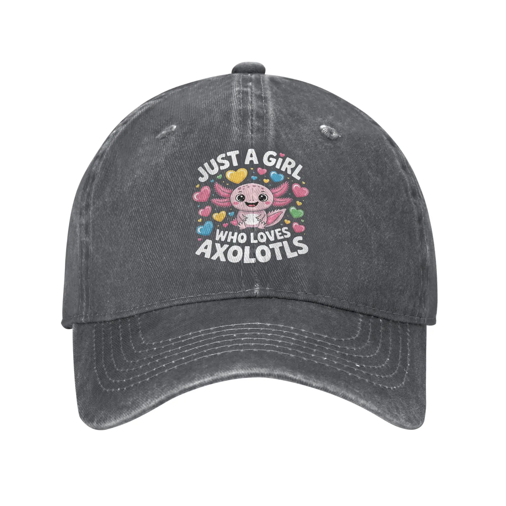 Just a Girl Who Loves Axolotls Denim Cap Casual Baseball Caps Adjustable Hat Summer Unisex Baseball Hats