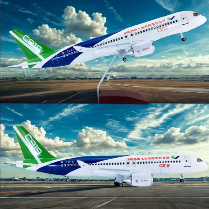 

47 см Китайская коммерческая модель самолета C919 1/82, литой под давлением полимерный авиационный самолет с освещением кабины, коллекция домашних витрин