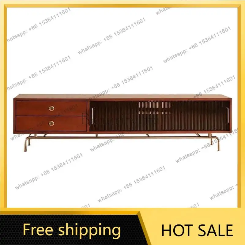 Zj. Nordic solid wood TV cabinet floor cabinet living room home retro storage small apartment