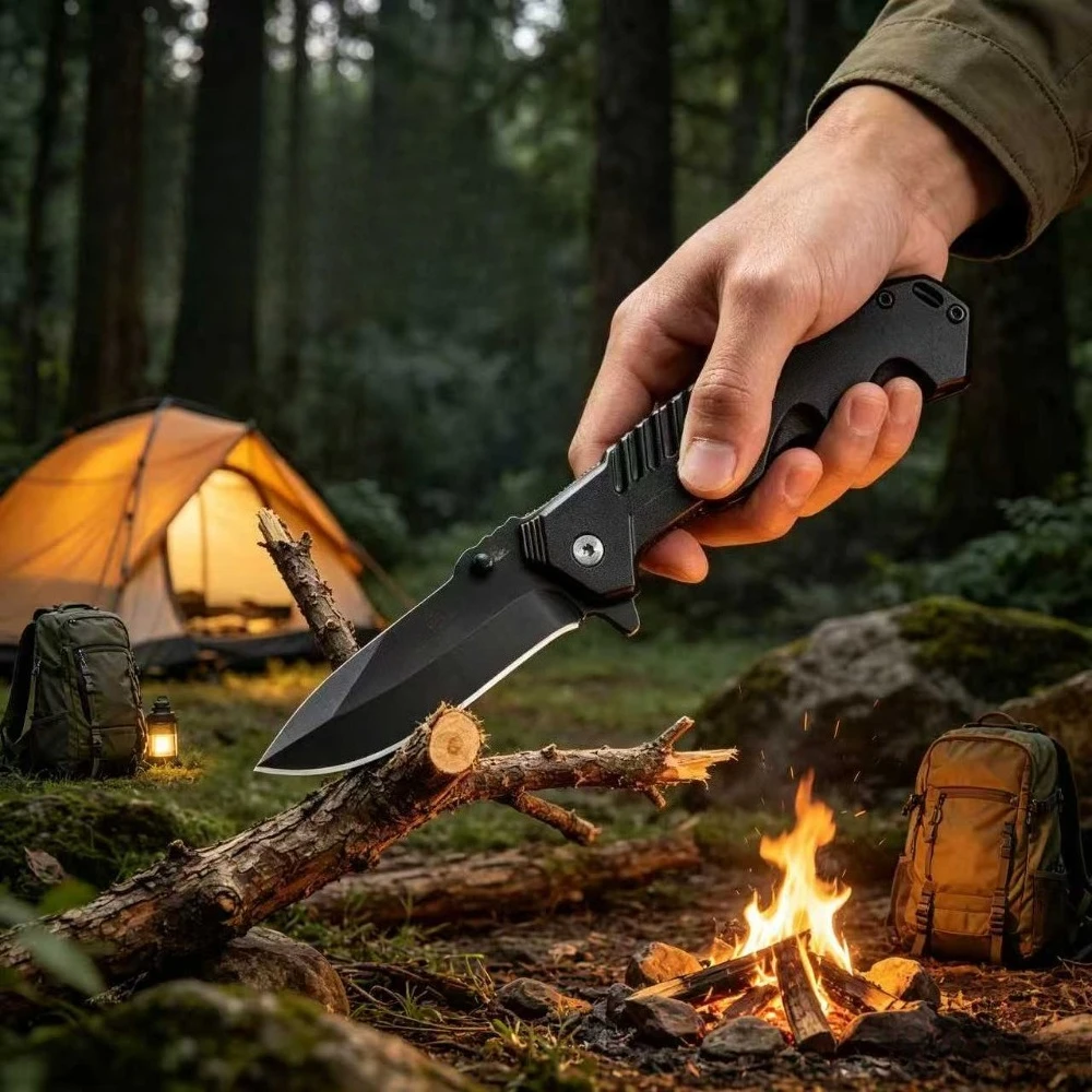 Utility Knife Outdoor Camping Tool Portable EDC Cutting Tool Stainless Steel Pocket Cutter for Rope Box Package