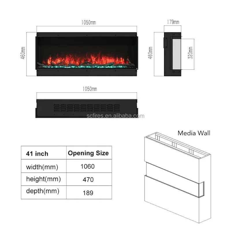 

Современный камин с электрическим пламенем, 3-сторонний стеклянный настенный электрический обогреватель для камина, 40 дюймов
