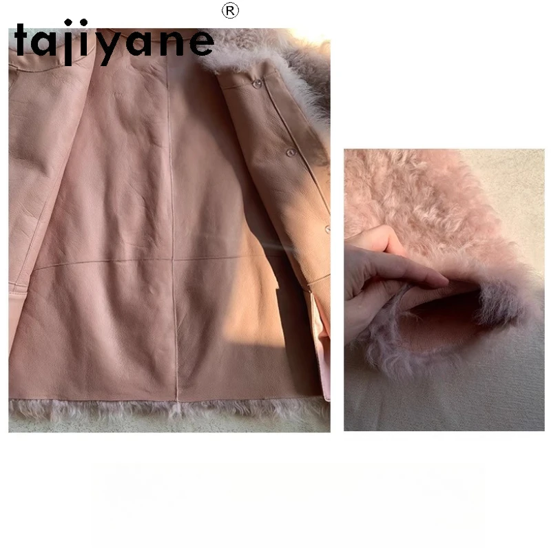 معطف فرو مزدوج الوجه من صوف الغنم الطبيعي 100% من TAJIYANE سترة نسائية فاخرة من الفرو الحقيقي ملابس شتوية 2025 ropa mujer