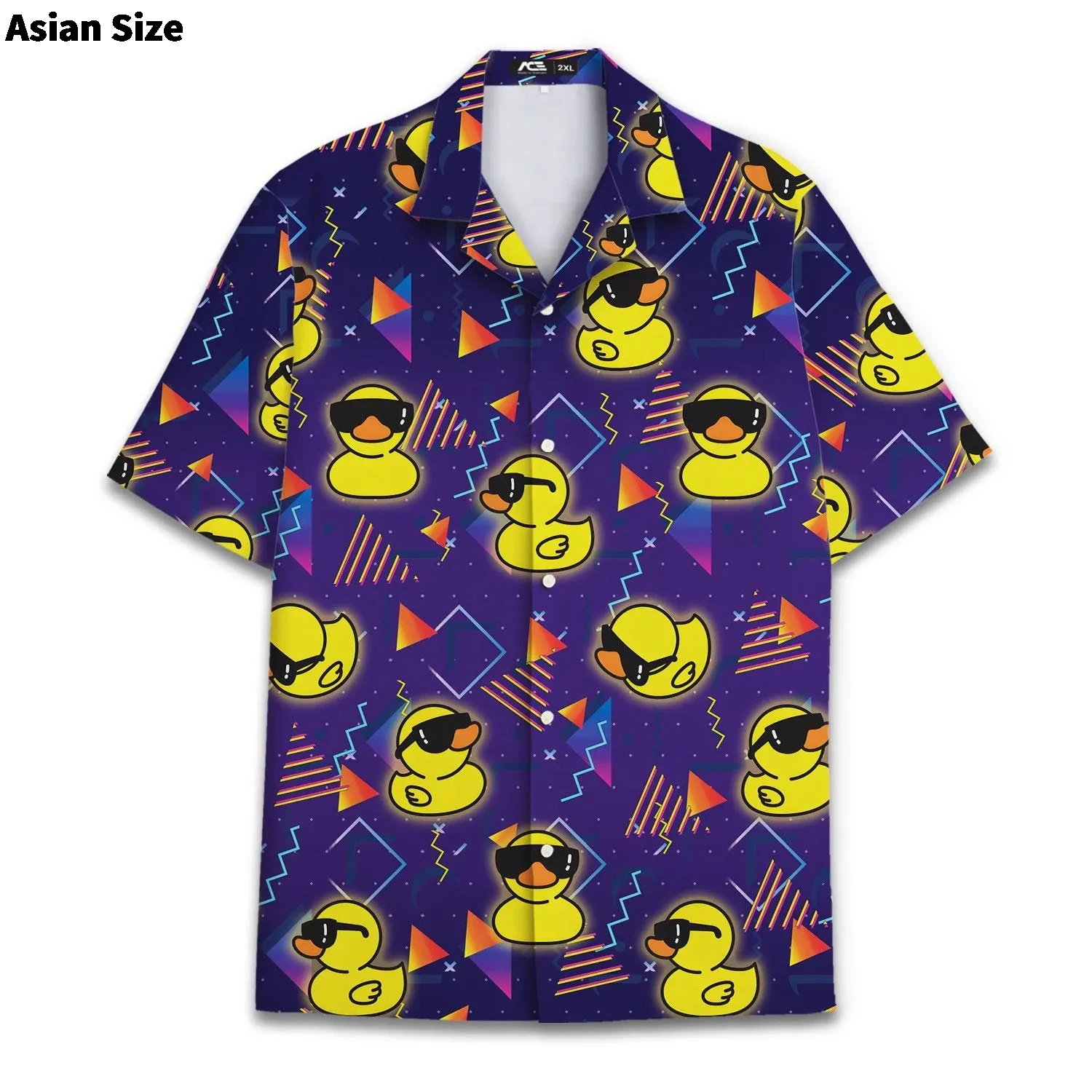 

Funny Neon Rubber Duck Hawaiian Shirt For Men Galaxy Yellow Duck Mens Hawaiian Casual Button Down Shirts Short Sleeve Shirt Tops