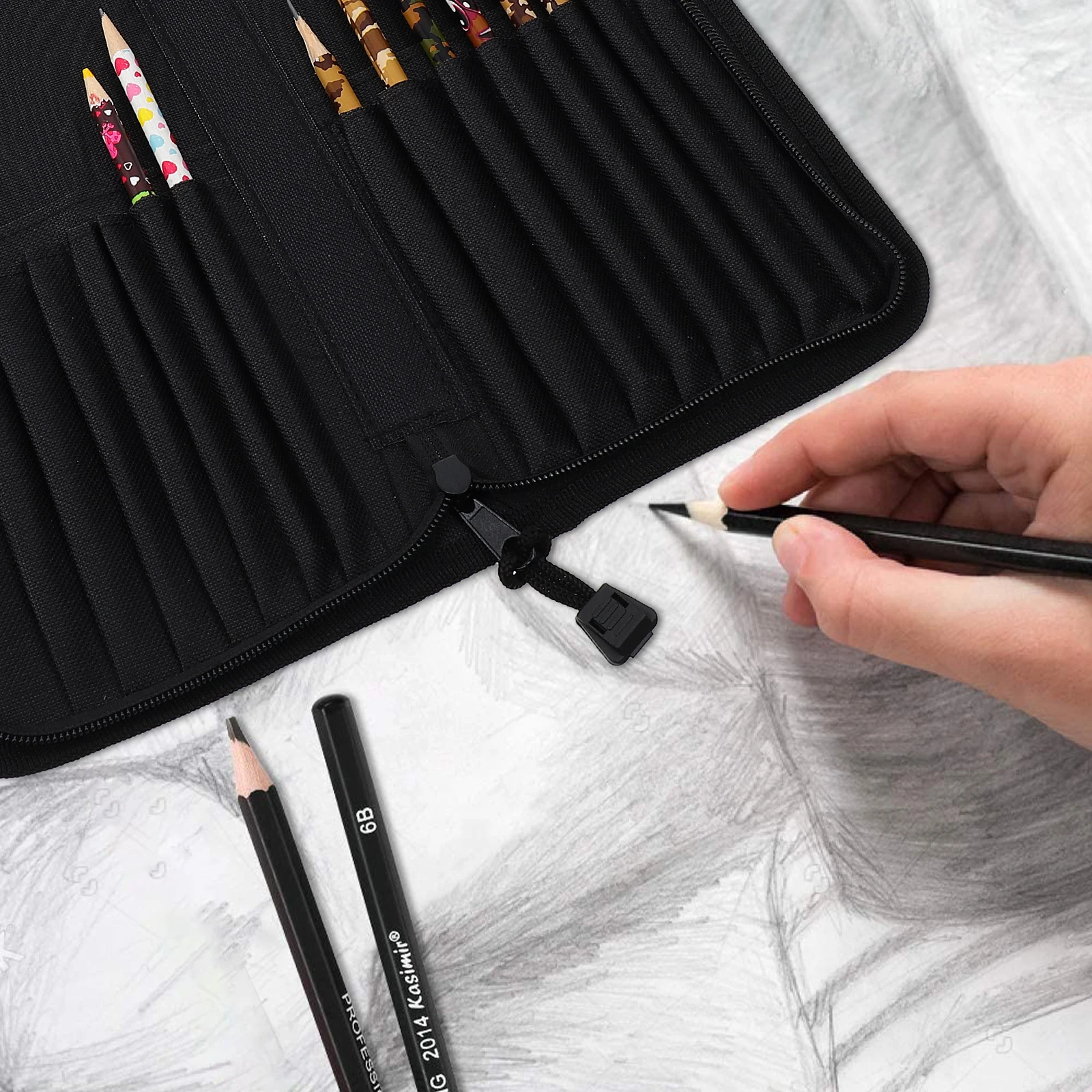 

Painting Brush Bag Oxford Cloth Portable Pencil Case Pen Organizer Stationery Holder for Artists Drawing Painting Brush Bag