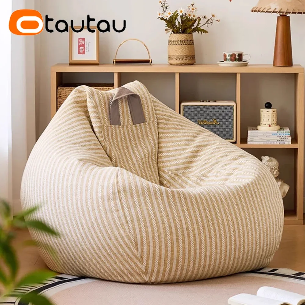 OTAUTAU Hochwertiger Sitzsackbezug aus 100 % Baumwollleinen DD104 【Kein Füllmaterial innen! Sie müssen selbst den Füllstoff kaufen!】
