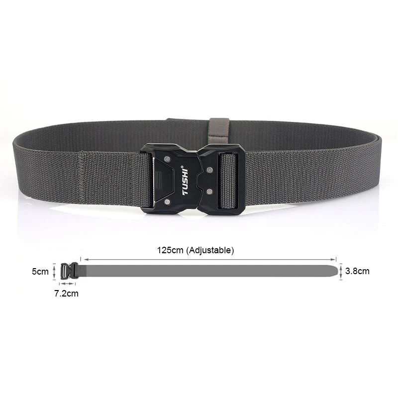 HSSEE New Men\'s Elastic Tactical Belt Hard Metal Buckle Quick Unlock Military Army Belt Outdoor Casual Girdle Male Waistband