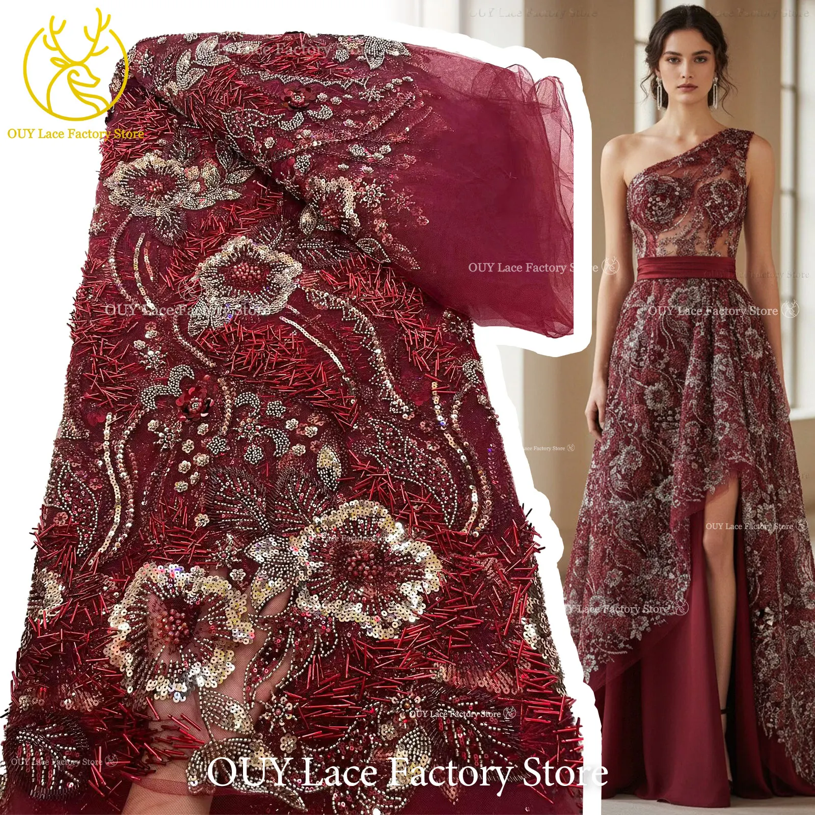 Wedding Dress Supply - 2026 Luxury African Mesh Embroidery Beaded
