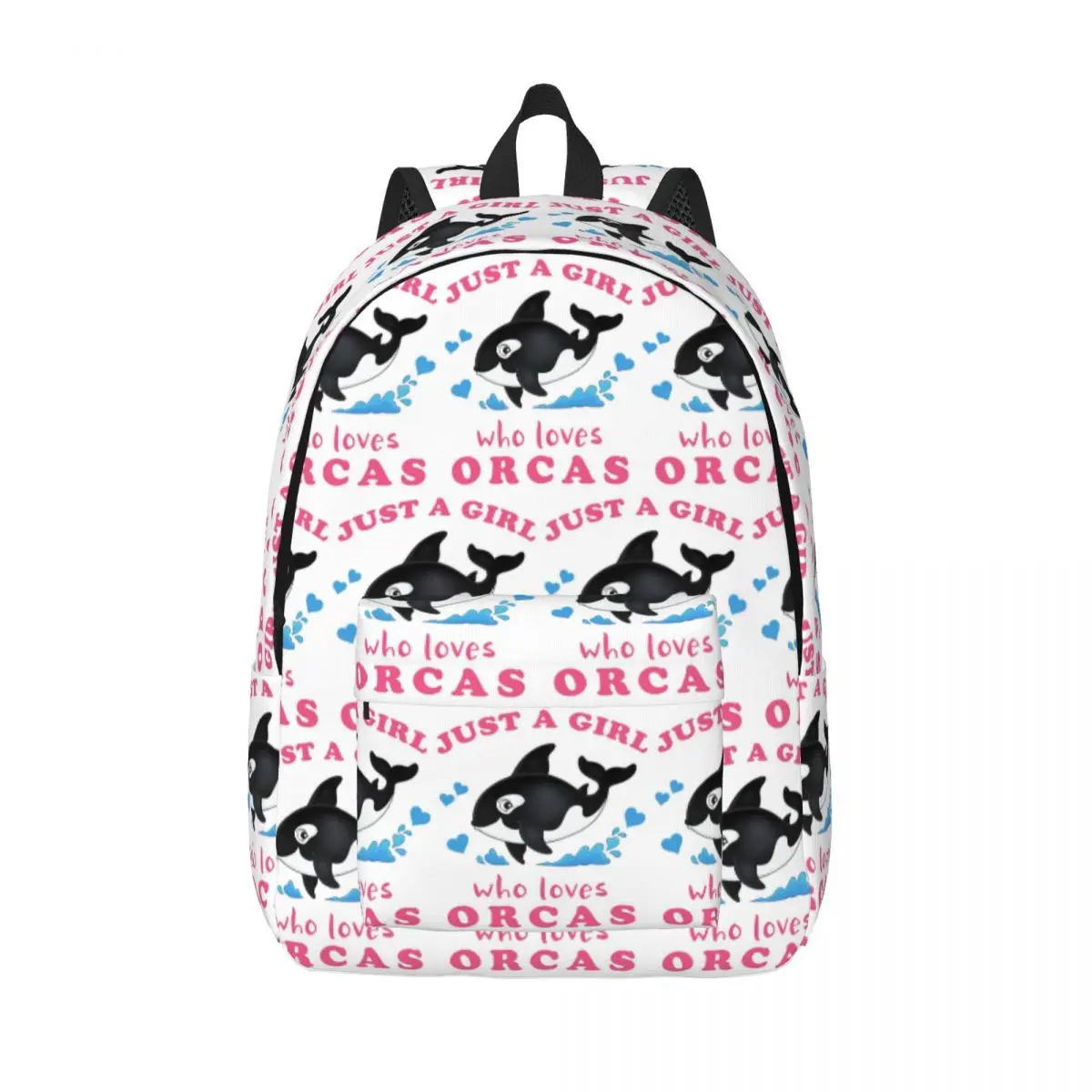 

Just A Girl Who Loves Orcas Backpacks Boys Girls Bookbag Fashion Shoulder Bag Portability Travel Rucksack Students School Bags