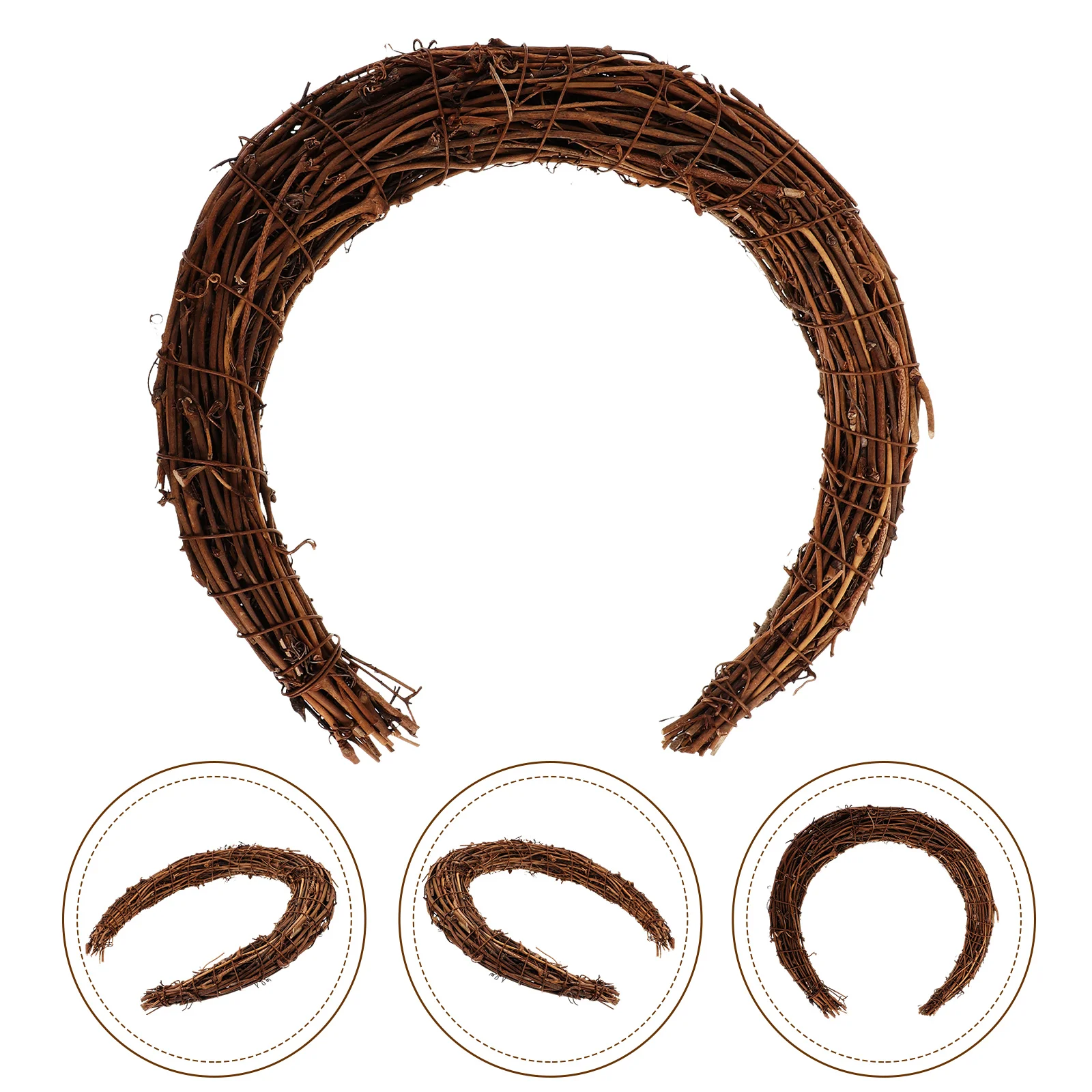 

1pcs Moon Shaped Rattan Wreath Frame Diy Natural Wreath Ring For Home Wall Door Holiday Party Decoration Craft Garlands Making