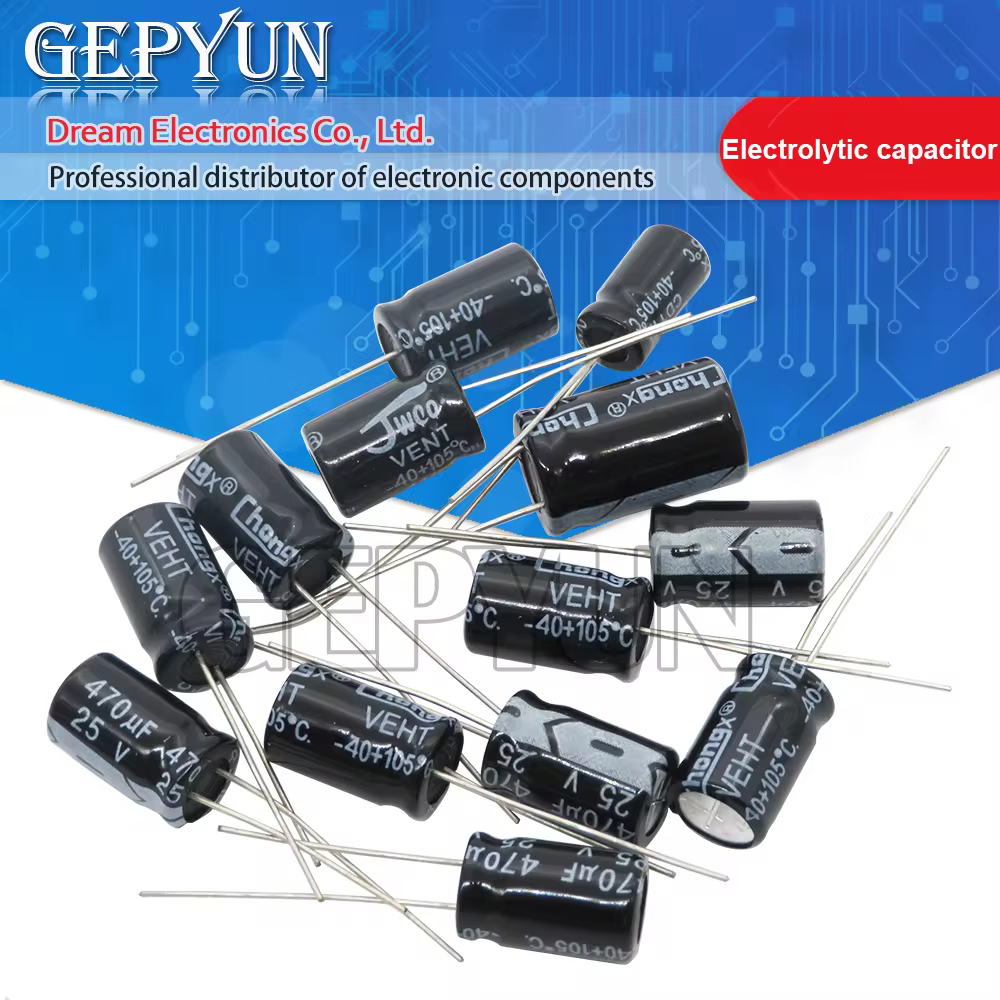 Condensador electrolítico de 10 piezas, 6,3 V, 10V, 16V, 25V, 50V, 100V, 400V, 2,2 UF, 4,7 UF, 100UF, 47UF, 220UF, 330UF, 470UF, 680UF