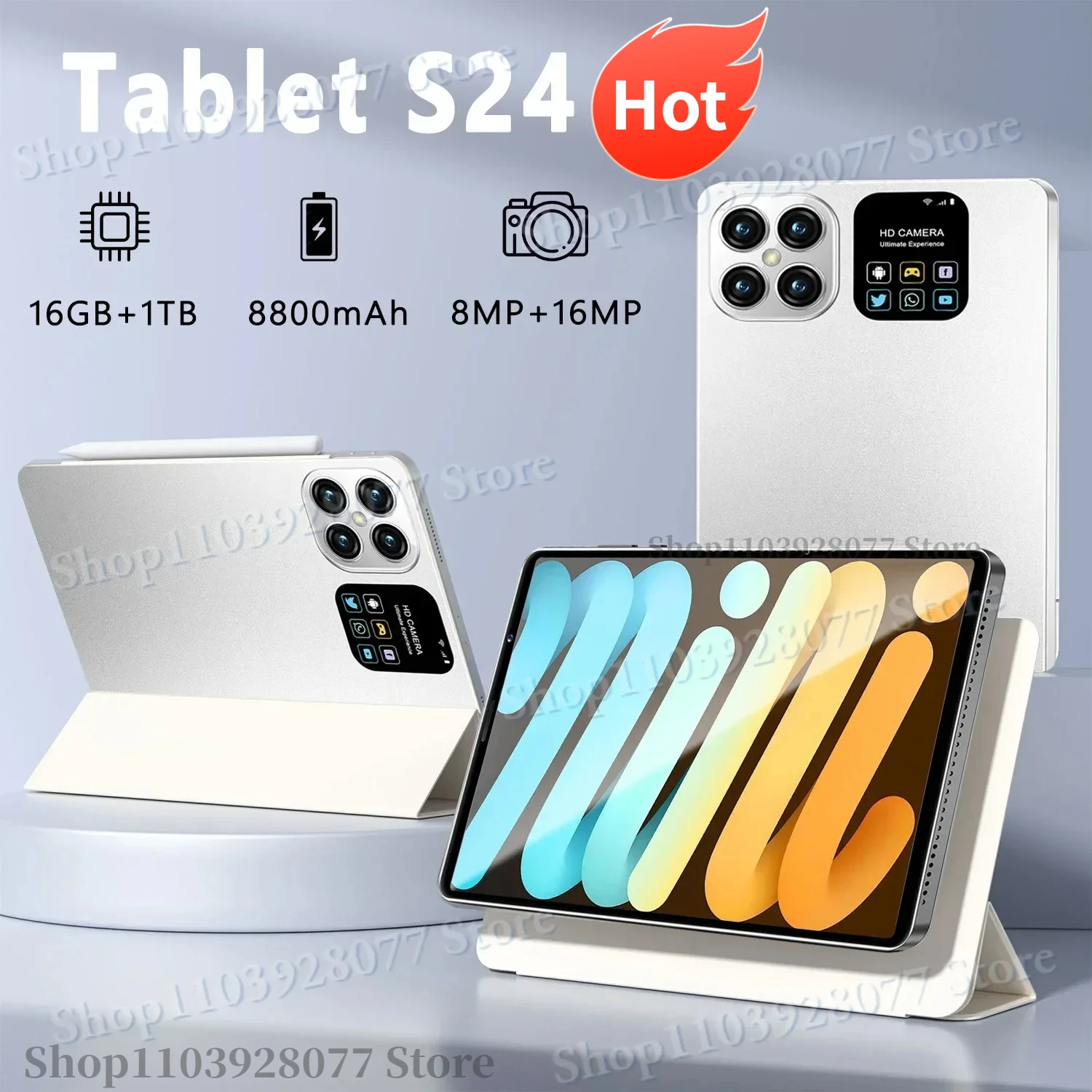 2024 NEW Original Pad S24 Tablet 8.0 inch Android 12 Global Snapdragon 888 16GB+1024GB 8800mah Tablet 5G Dual SIM WIFI