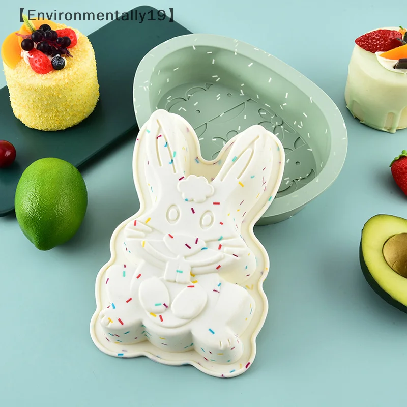Cetakan memanggang kue, cetakan Fondant dapur DIY, cetakan puding, makanan penutup, silikon telur kelinci Paskah