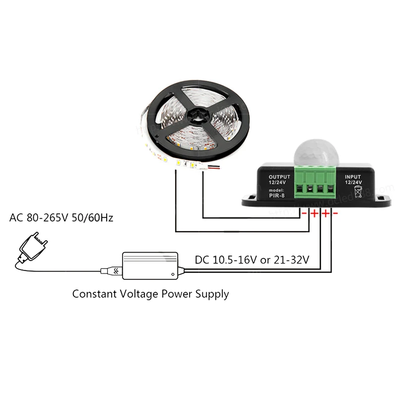 DC 12V 24V 8A Automatic Adjustable PIR Motion Sensor Switch IR Infrared Detector Light Switch Module For LED Strip Light Lamp