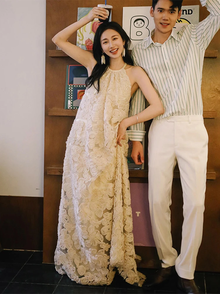 

Ele Lace Bridal Dr Hanging Ne Bal Wedding Dr Long Skirt Polka Dot Pattern for Engagement Parties And Perform...