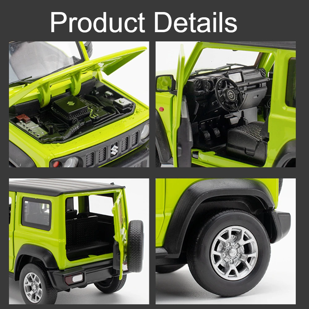 1:18 سبيكة سوزوكي جيمي نماذج سيارات دييكاست اللعب عجلة التراجع سيارة مصغرة مع ضوء الصوت المركبات للبنين هدايا عيد ميلاد