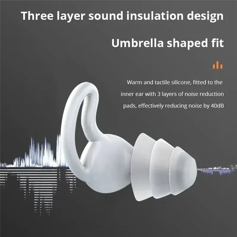 Soundproof Earplugs Three Layer Silicone Earplugs Waterproof Swimming Ear Plugs Sleep Noise Reduction Comfortable Easy Install C