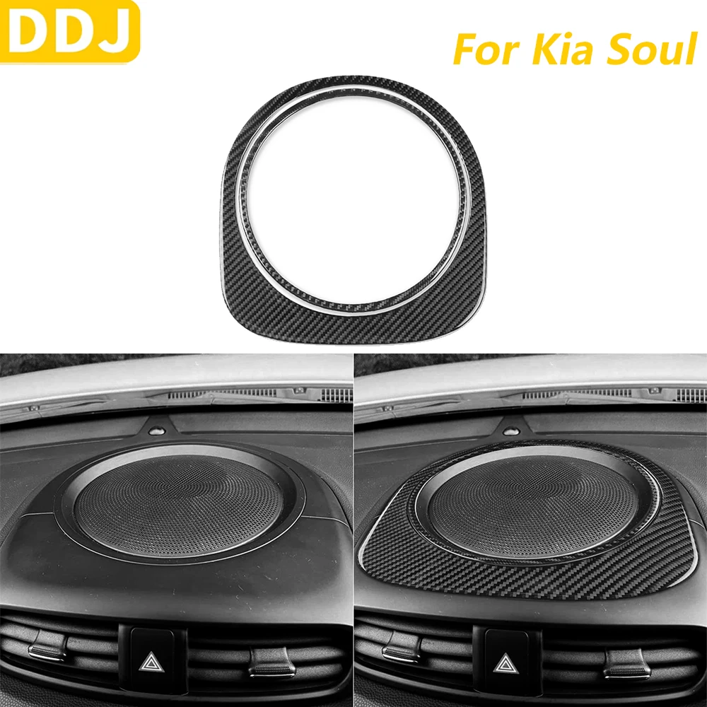 

For Kia Soul 2014-2019 Carbon Fiber Central Control Speaker Horn Audio Panel Set Trim Cover Car Interior Accessories Sticker