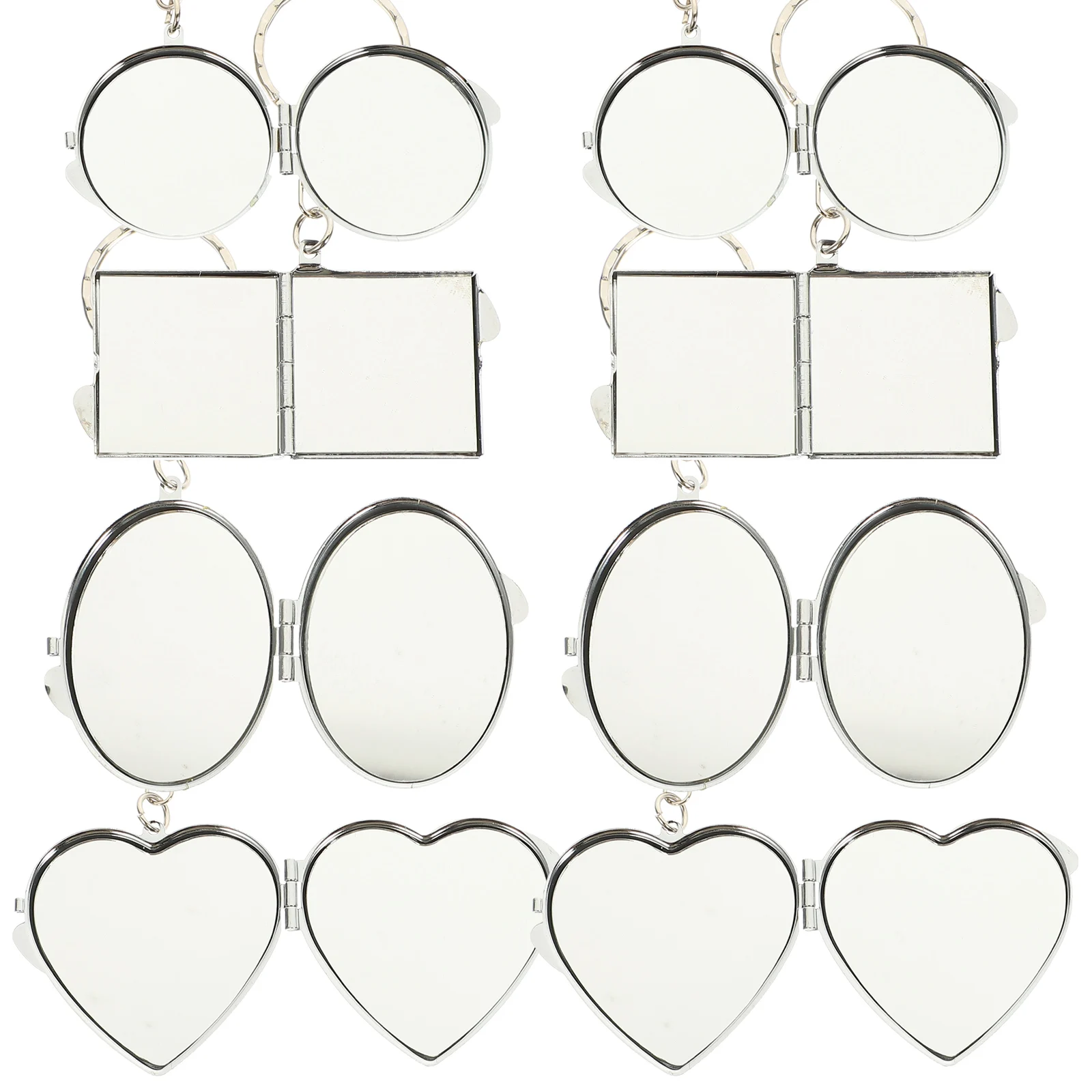 

8 Pcs Vanity Mirror Makeup Keychain Pocket Miniature Folding Small Compact Silver Travel