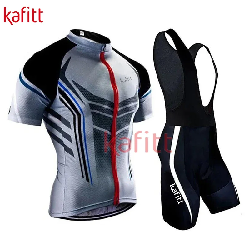 Kafitt Men's Bicycle Cycling Suit Set Shirt+Strap Shorts Road Cycling Suit Work Uniform Customized Two Piece Set