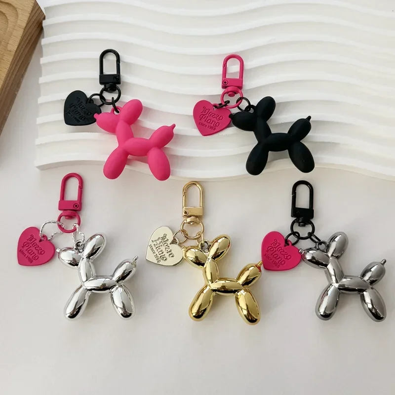 Korean Cute 3D Balloon Dog Phone Charm Key Chain for IPhone Accessories Trendy Heart Mobile Phone Lanyard Phone Bag Decorations