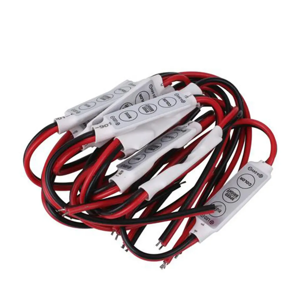 10Pcs Mini LED Strip Light Controller Dimmer 12-24V 3-Key Remote Support on Off 8 10 Brightness Levels Auto Memory