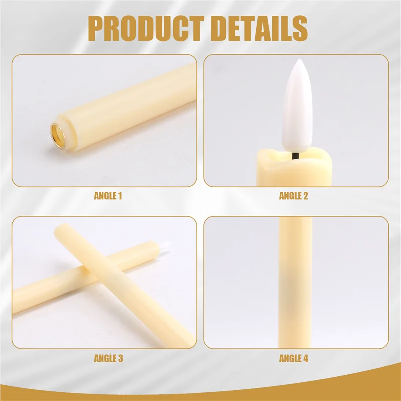 Velas cônicas sem chama ABVJ com temporizador remoto de 10 teclas, castiçais LED a pilhas, velas de janela A