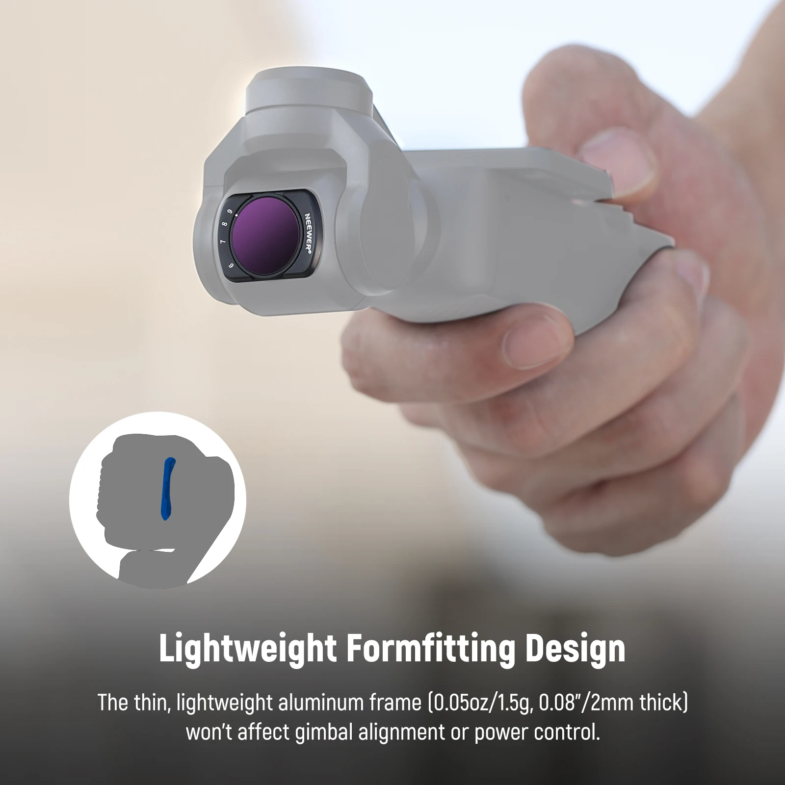 NEEWER مرشح متغير لـ DJI Osmo Pocket 3 المغناطيسي 1-5 يتوقف محدودًا مرشح ND قابل للتعديل مع زجاج بصري متعدد المغلفات عالي الدقة