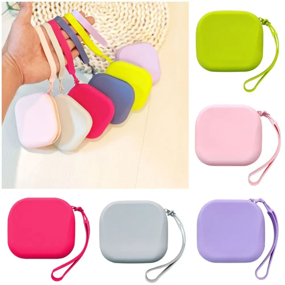 

Милый силиконовый кошелек для монет Morandi, цветная квадратная мини-сумка для хранения, водонепроницаемый кошелек, чехол для губной помады, уличный