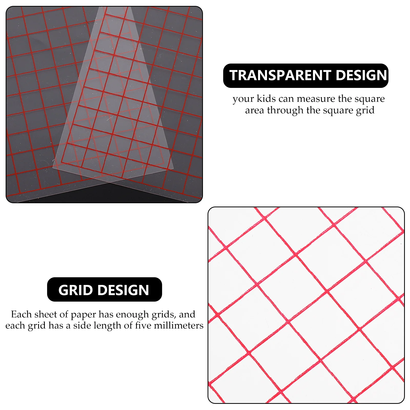 جهاز قياس المنطقة، صفائح شبكية مربعة لتعليم الرياضيات، أداة قياس خفيفة الوزن للطلاب، منطقة غير منتظمة