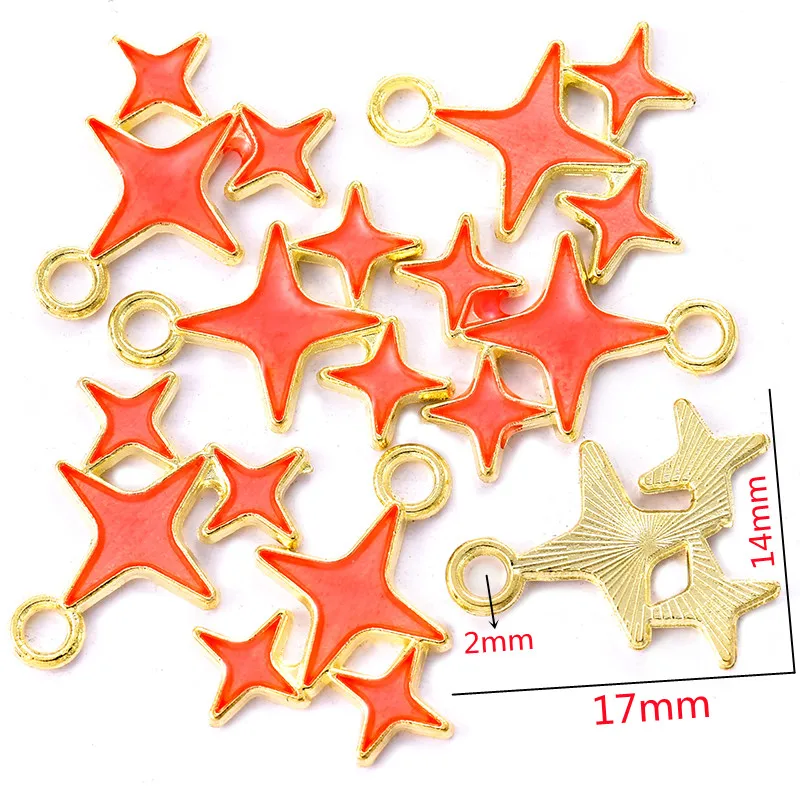 10PCS 17*14mm 6 Color Alloy Metal Enamel Small Stars Charms KC Gold Pendant For DIY earrings Bracelet Necklace Jewelry Making